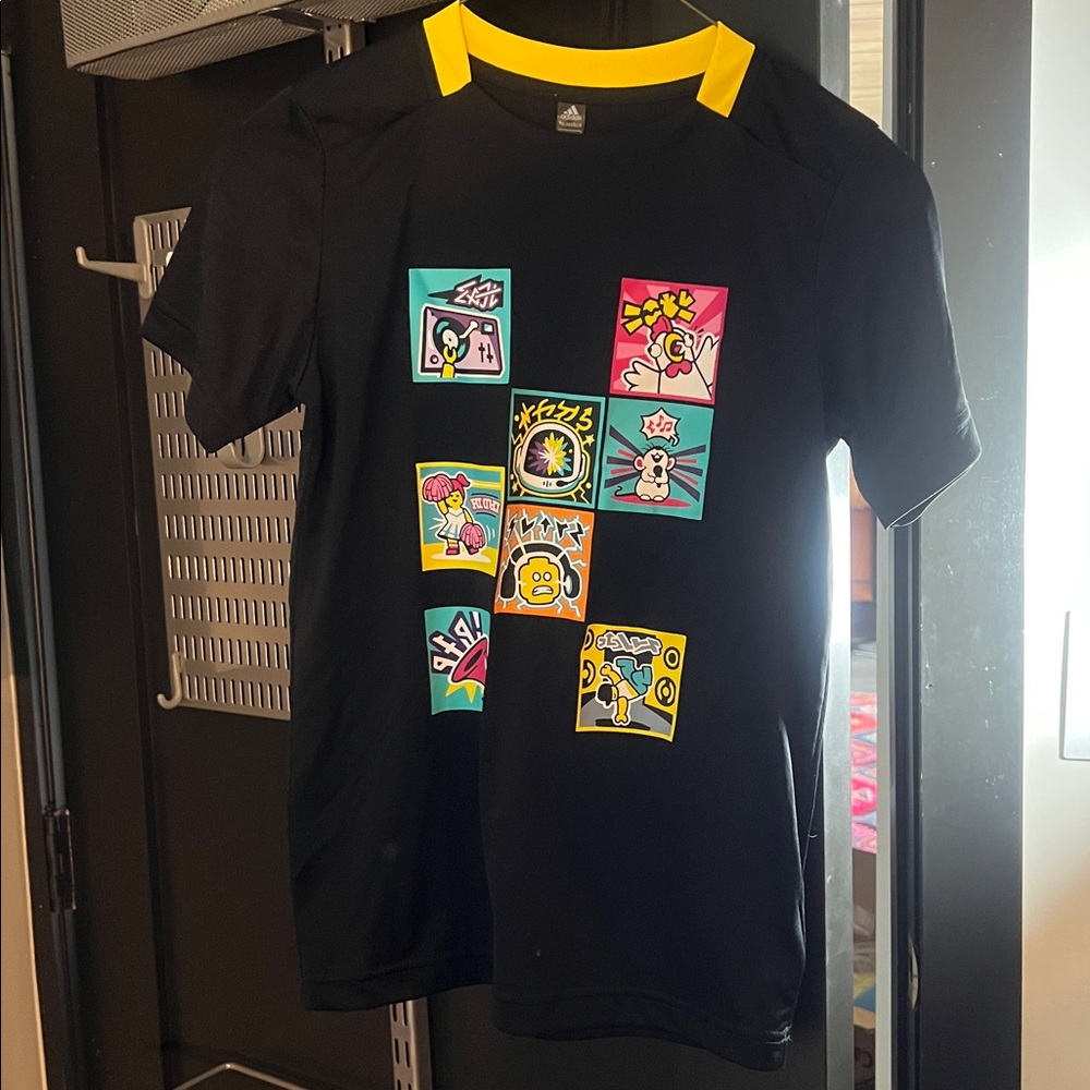Adidas x Lego VIDIYO Kids GU4279 Black Yellow Short Sleeve T Shirt Size S